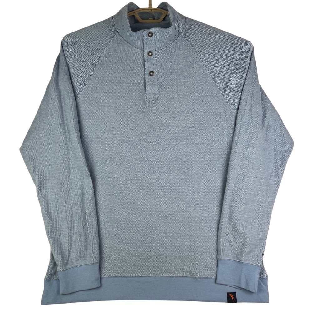 Margaritaville Island Reserve Pullover XL Blue Textured Henley Sweatshirt